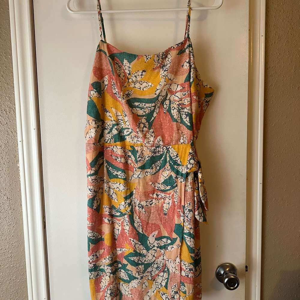 Nine West Orange Ruffled Wrap Sundress